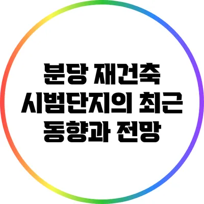 분당 재건축 시범단지의 최근 동향과 전망