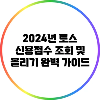 2024년 토스 신용점수 조회 및 올리기 완벽 가이드