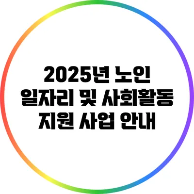 2025년 노인 일자리 및 사회활동 지원 사업 안내