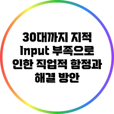 30대까지 지적 Input 부족으로 인한 직업적 함정과 해결 방안