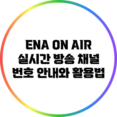 ENA ON AIR: 실시간 방송 채널 번호 안내와 활용법