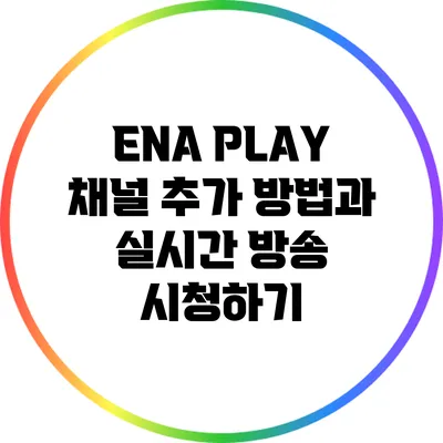 ENA PLAY 채널 추가 방법과 실시간 방송 시청하기