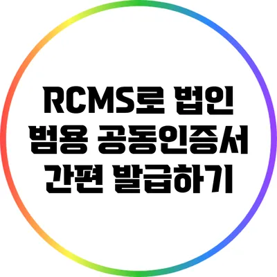 RCMS로 법인 범용 공동인증서 간편 발급하기