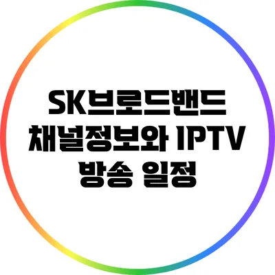 SK브로드밴드 채널정보와 IPTV 방송 일정