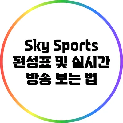 Sky Sports 편성표 및 실시간 방송 보는 법