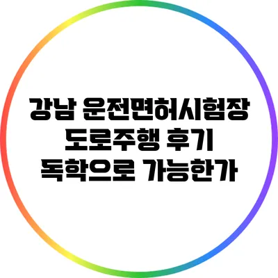 강남 운전면허시험장 도로주행 후기: 독학으로 가능한가?