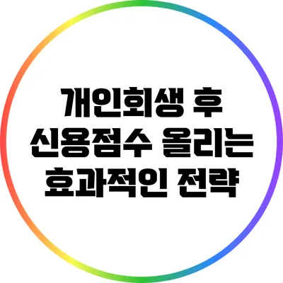 개인회생 후 신용점수 올리는 효과적인 전략