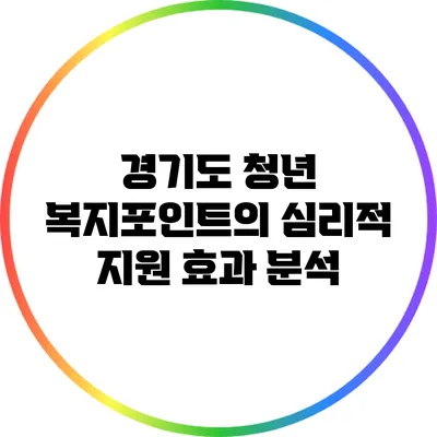 경기도 청년 복지포인트의 심리적 지원 효과 분석