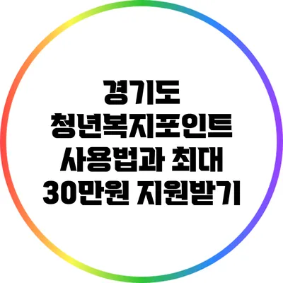 경기도 청년복지포인트 사용법과 최대 30만원 지원받기