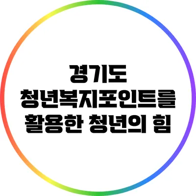경기도 청년복지포인트를 활용한 청년의 힘