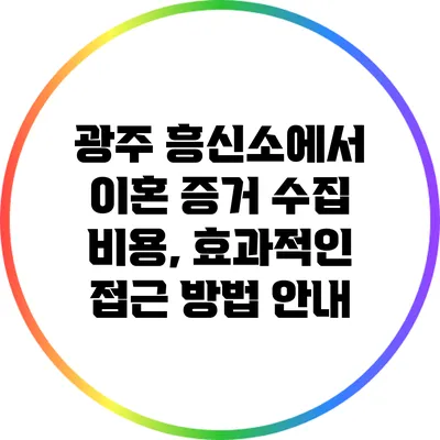 광주 흥신소에서 이혼 증거 수집 비용, 효과적인 접근 방법 안내