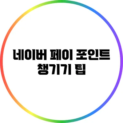 네이버 페이 포인트 챙기기 팁