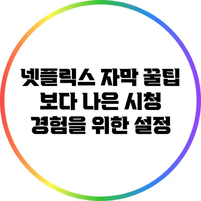 넷플릭스 자막 꿀팁: 보다 나은 시청 경험을 위한 설정