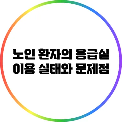 노인 환자의 응급실 이용 실태와 문제점