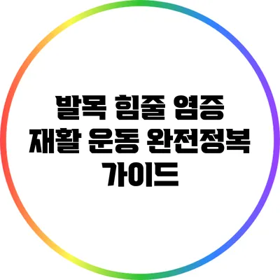발목 힘줄 염증 재활 운동 완전정복 가이드