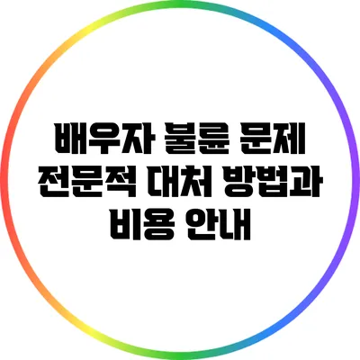 배우자 불륜 문제 전문적 대처 방법과 비용 안내