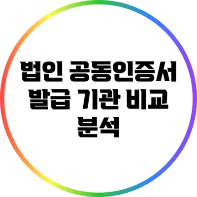 법인 공동인증서 발급 기관 비교 분석