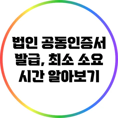 법인 공동인증서 발급, 최소 소요 시간 알아보기
