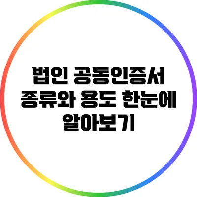 법인 공동인증서 종류와 용도 한눈에 알아보기