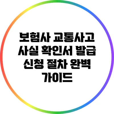 보험사 교통사고 사실 확인서 발급 신청 절차 완벽 가이드