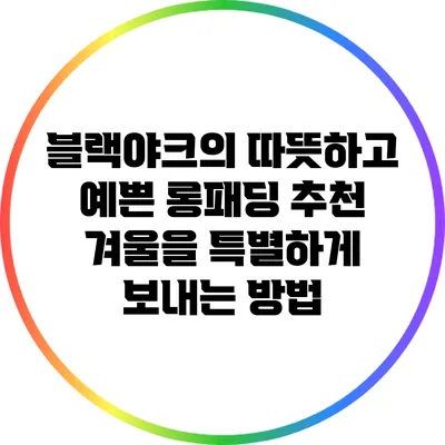 블랙야크의 따뜻하고 예쁜 롱패딩 추천: 겨울을 특별하게 보내는 방법