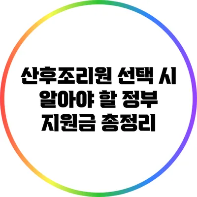 산후조리원 선택 시 알아야 할 정부 지원금 총정리