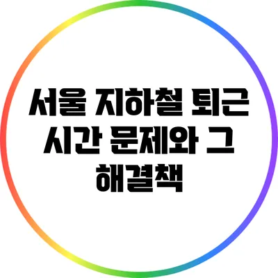 서울 지하철 퇴근 시간 문제와 그 해결책