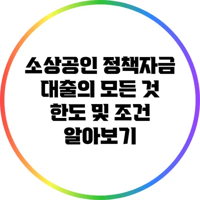 소상공인 정책자금 대출의 모든 것: 한도 및 조건 알아보기
