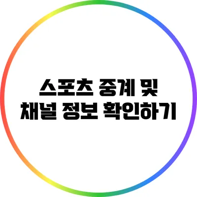 스포츠 중계 및 채널 정보 확인하기
