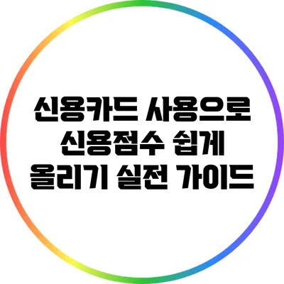 신용카드 사용으로 신용점수 쉽게 올리기: 실전 가이드
