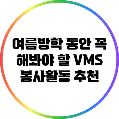 여름방학 동안 꼭 해봐야 할 VMS 봉사활동 추천