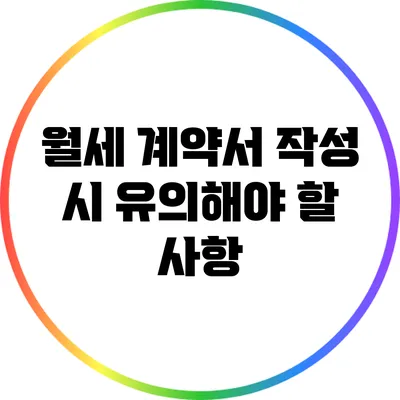 월세 계약서 작성 시 유의해야 할 사항