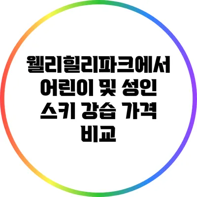 웰리힐리파크에서 어린이 및 성인 스키 강습 가격 비교
