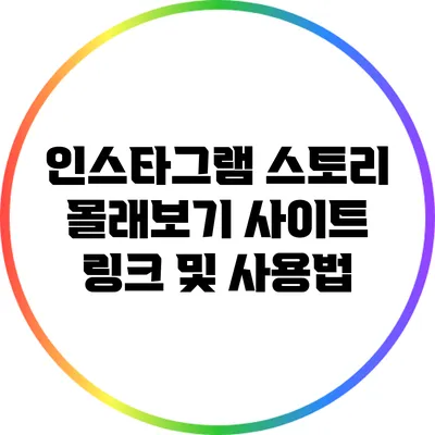 인스타그램 스토리 몰래보기 사이트 링크 및 사용법