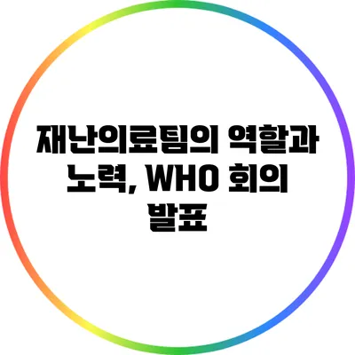 재난의료팀의 역할과 노력, WHO 회의 발표