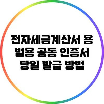 전자세금계산서 용 범용 공동 인증서 당일 발급 방법