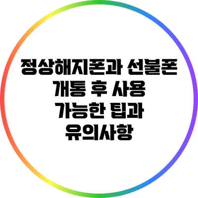 정상해지폰과 선불폰 개통 후 사용 가능한 팁과 유의사항