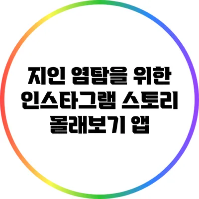 지인 염탐을 위한 인스타그램 스토리 몰래보기 앱