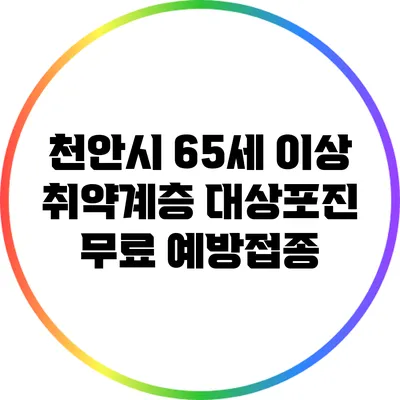 천안시 65세 이상 취약계층 대상포진 무료 예방접종