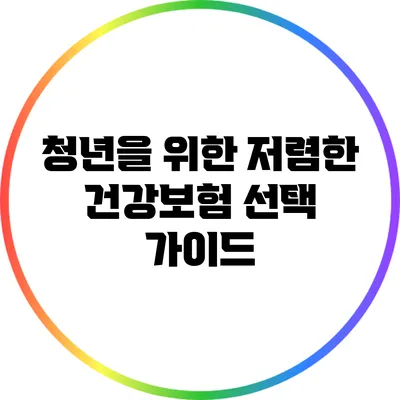 청년을 위한 저렴한 건강보험 선택 가이드