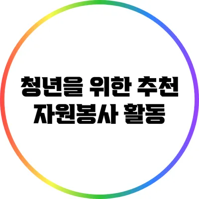 청년을 위한 추천 자원봉사 활동