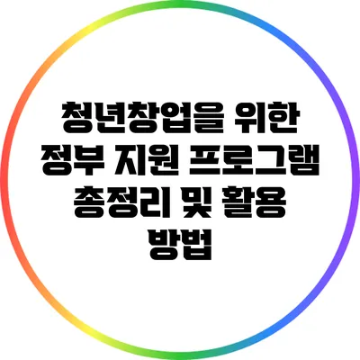 청년창업을 위한 정부 지원 프로그램 총정리 및 활용 방법