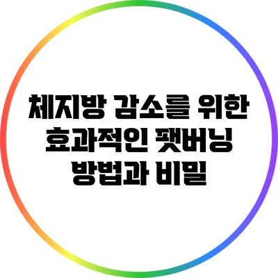 체지방 감소를 위한 효과적인 팻버닝 방법과 비밀
