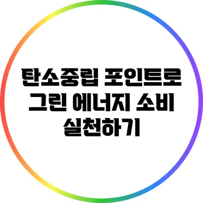 탄소중립 포인트로 그린 에너지 소비 실천하기