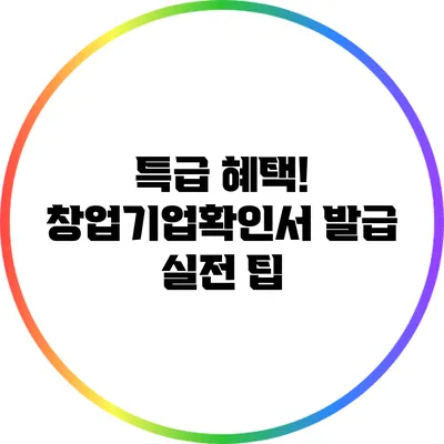 특급 혜택! 창업기업확인서 발급 실전 팁
