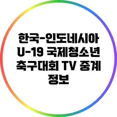 한국-인도네시아 U-19 국제청소년 축구대회 TV 중계 정보