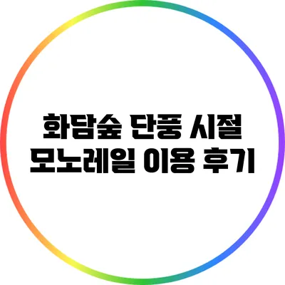 화담숲 단풍 시절 모노레일 이용 후기