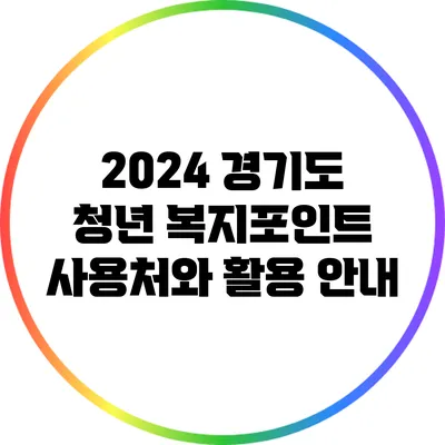 2024 경기도 청년 복지포인트 사용처와 활용 안내