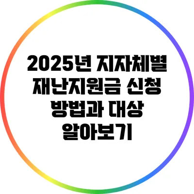 2025년 지자체별 재난지원금 신청 방법과 대상 알아보기