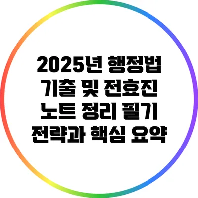 2025년 행정법 기출 및 전효진 노트 정리: 필기 전략과 핵심 요약